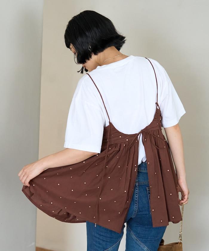 印度風亮片點點刺繡 後背開口 罩杯吊帶上衣（可搭配成套）