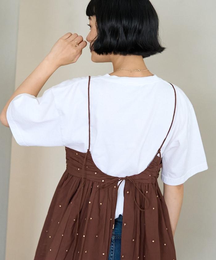 印度風亮片點點刺繡 後背開口 罩杯吊帶上衣（可搭配成套）