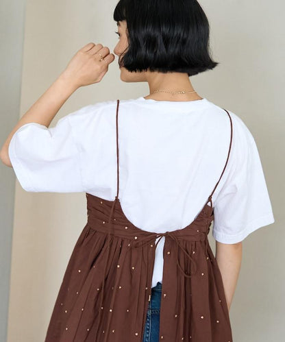 印度風亮片點點刺繡 後背開口 罩杯吊帶上衣（可搭配成套）