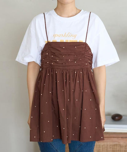 印度風亮片點點刺繡 後背開口 罩杯吊帶上衣（可搭配成套）