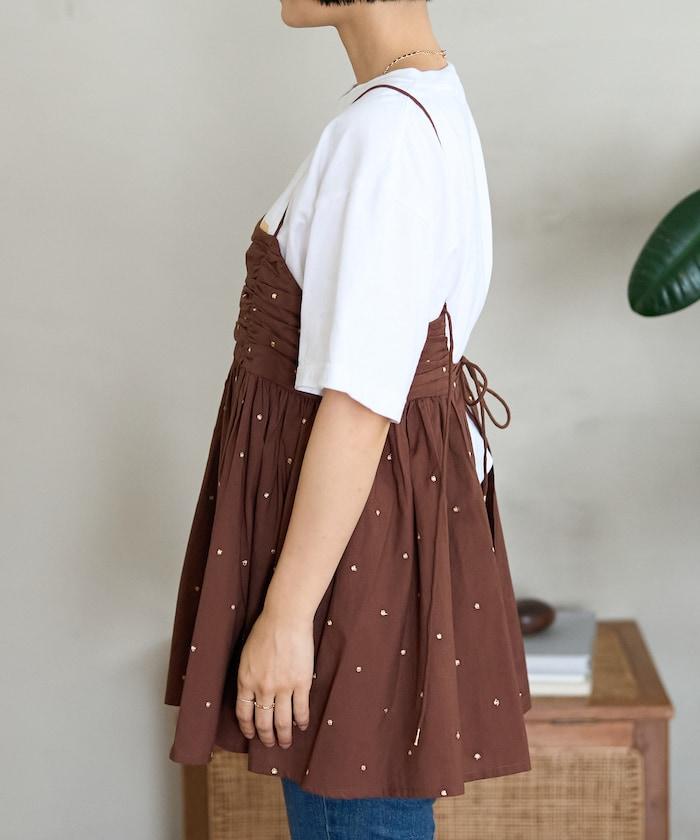 印度風亮片點點刺繡 後背開口 罩杯吊帶上衣（可搭配成套）