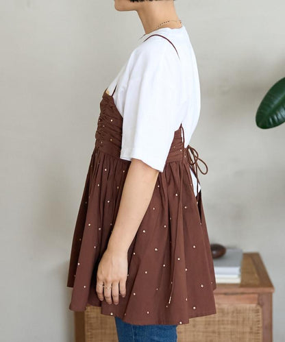 印度風亮片點點刺繡 後背開口 罩杯吊帶上衣（可搭配成套）