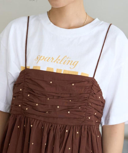 印度風亮片點點刺繡 後背開口 罩杯吊帶上衣（可搭配成套）