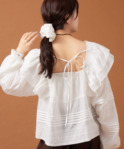 【mystic】荷葉邊肩部襯衫