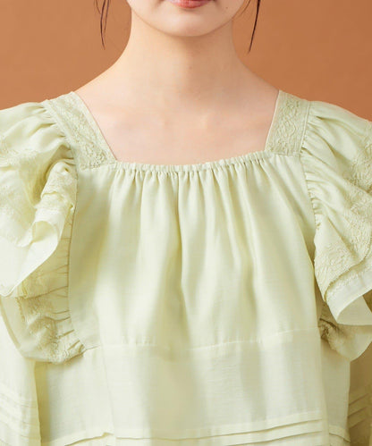 【mystic】荷葉邊肩部襯衫