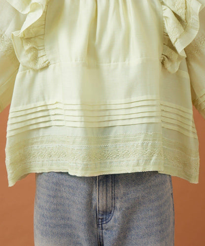 【mystic】荷葉邊肩部襯衫