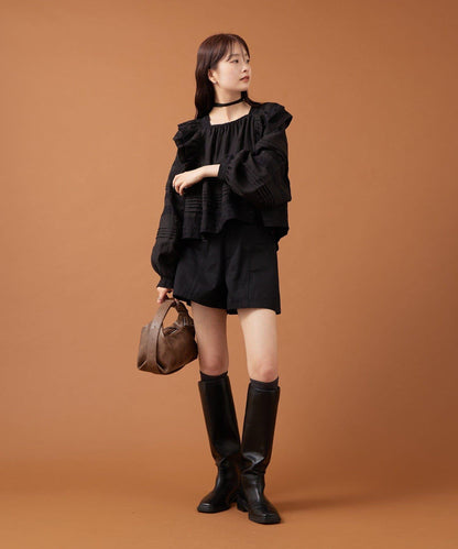 【mystic】荷葉邊肩部襯衫