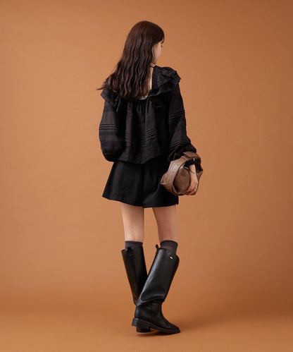 【mystic】荷葉邊肩部襯衫