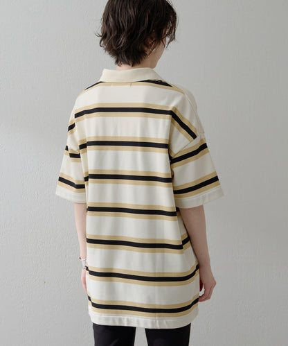 【THE PAUSE】條紋寬鬆Polo衫