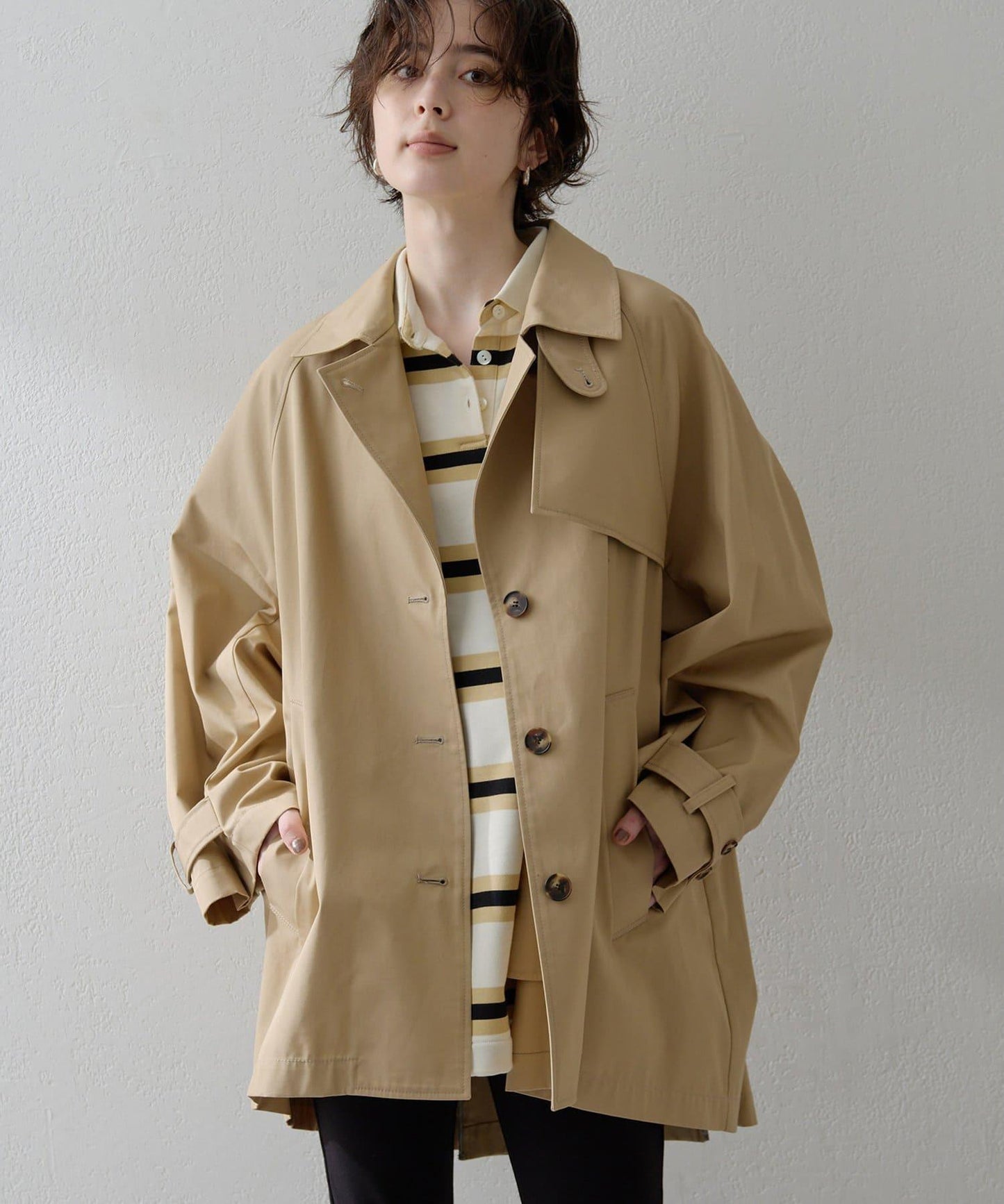 【THE PAUSE】條紋寬鬆Polo衫