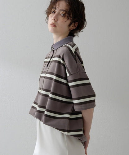 【THE PAUSE】條紋寬鬆Polo衫