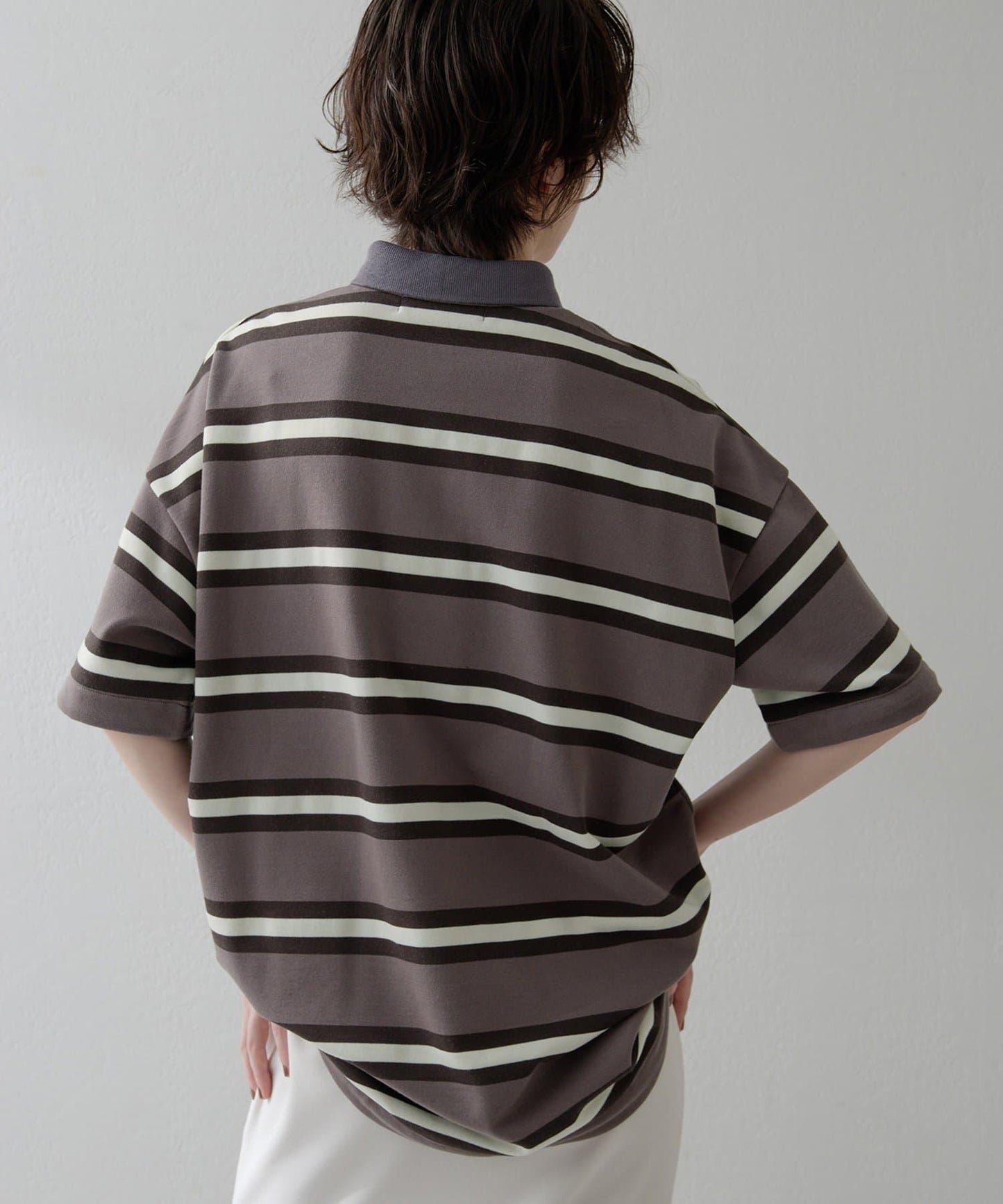 【THE PAUSE】條紋寬鬆Polo衫