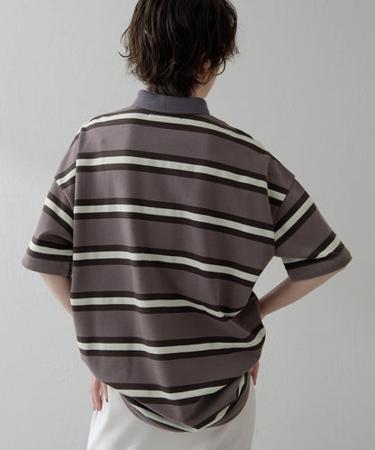 【THE PAUSE】條紋寬鬆Polo衫