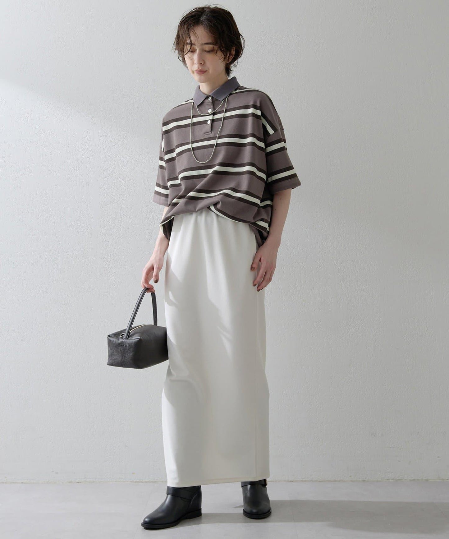 【THE PAUSE】條紋寬鬆Polo衫