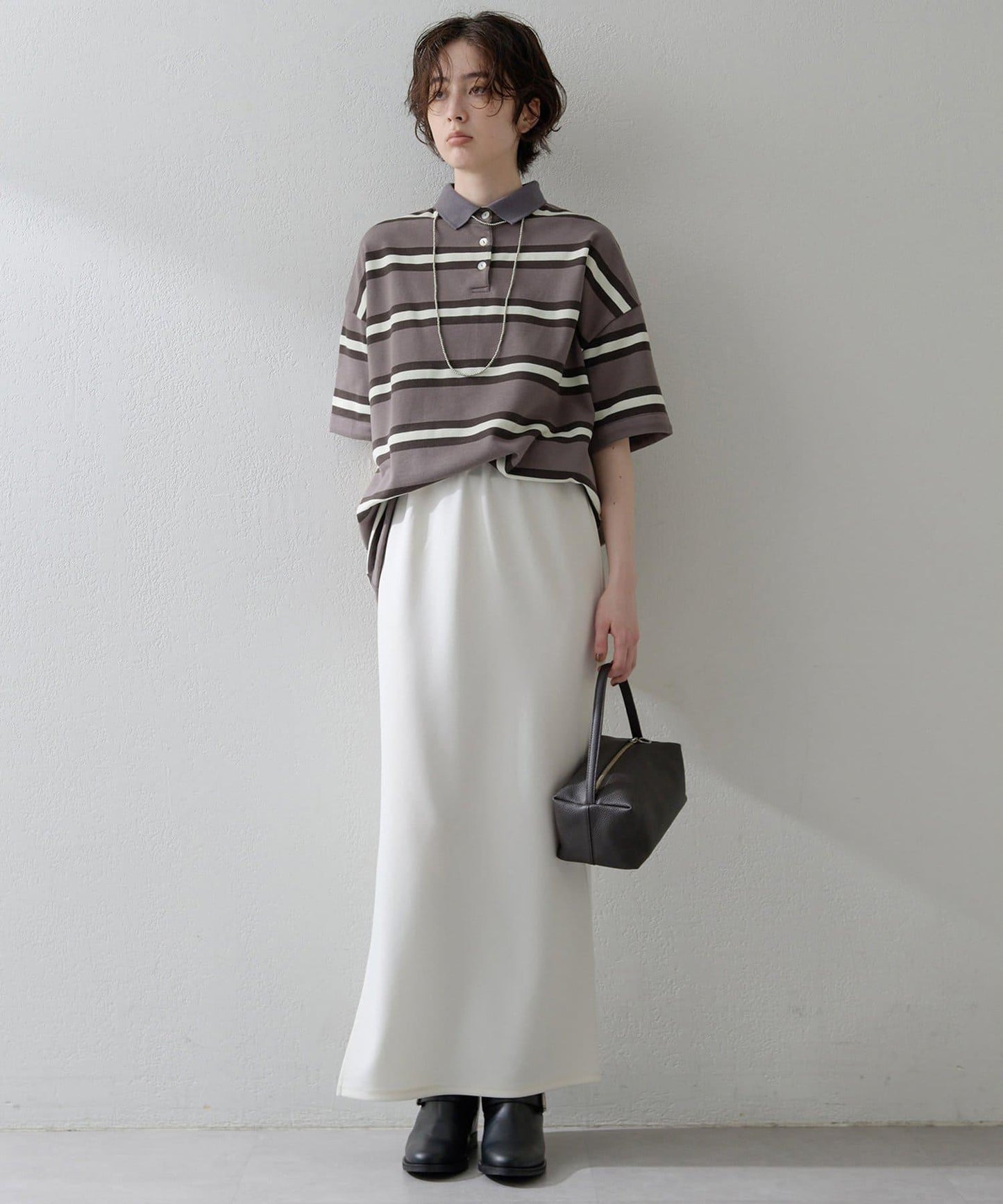 【THE PAUSE】條紋寬鬆Polo衫