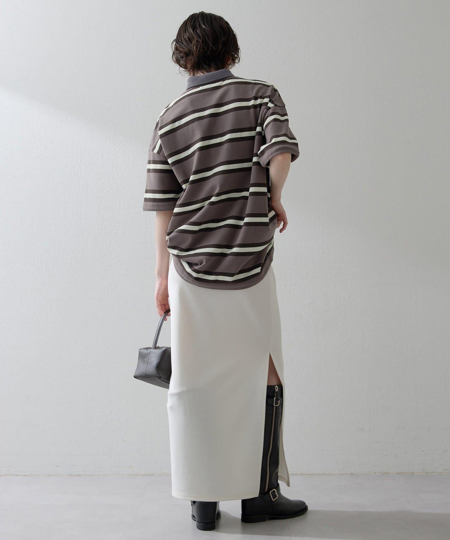 【THE PAUSE】條紋寬鬆Polo衫