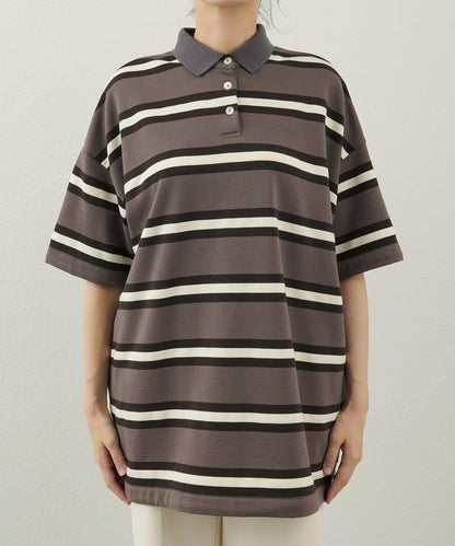 【THE PAUSE】條紋寬鬆Polo衫