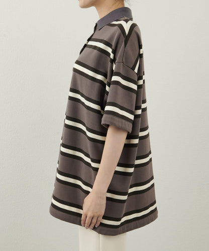 【THE PAUSE】條紋寬鬆Polo衫