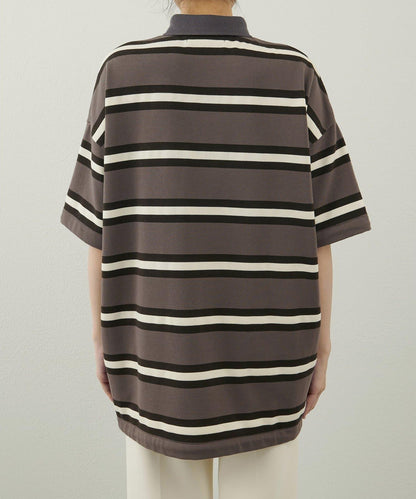 【THE PAUSE】條紋寬鬆Polo衫