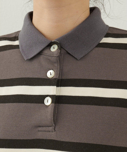 【THE PAUSE】條紋寬鬆Polo衫