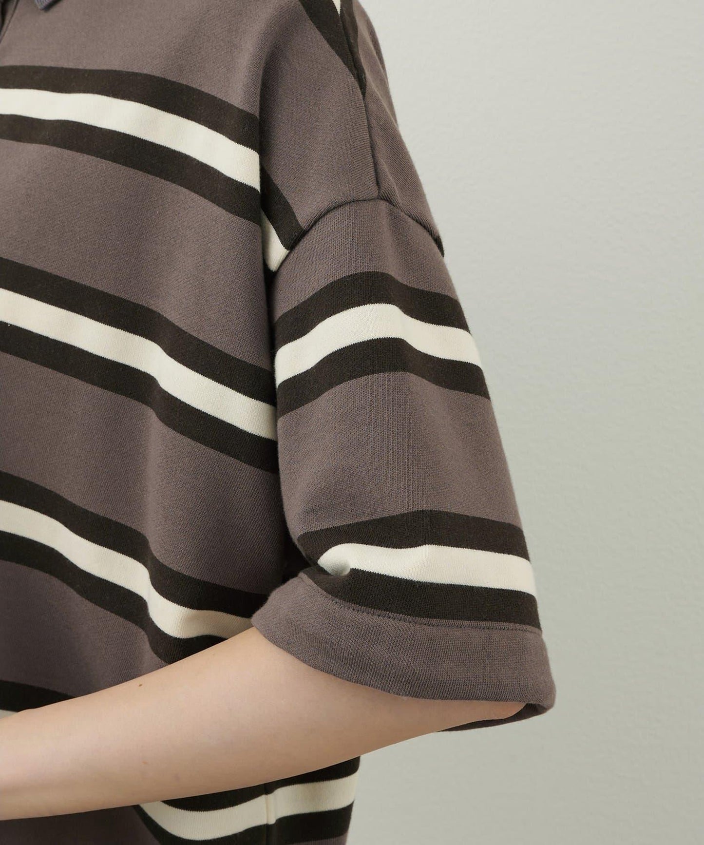 【THE PAUSE】條紋寬鬆Polo衫