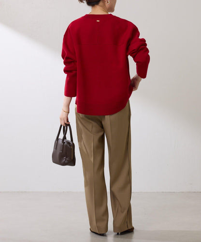 【復古/修飾腿部線條】羊毛感折褶褲/卡塞特服