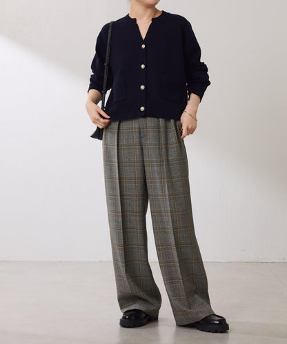 【復古/修飾腿部線條】羊毛感折褶褲/卡塞特服