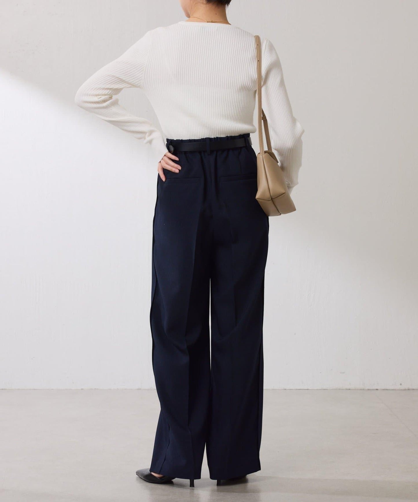 【復古/修飾腿部線條】羊毛感折褶褲/卡塞特服