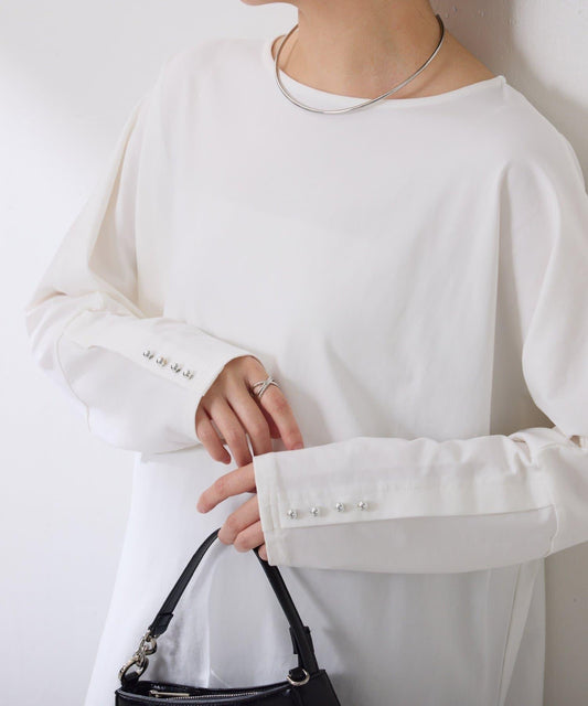 【冰感/彈性】袖釦圓領T恤