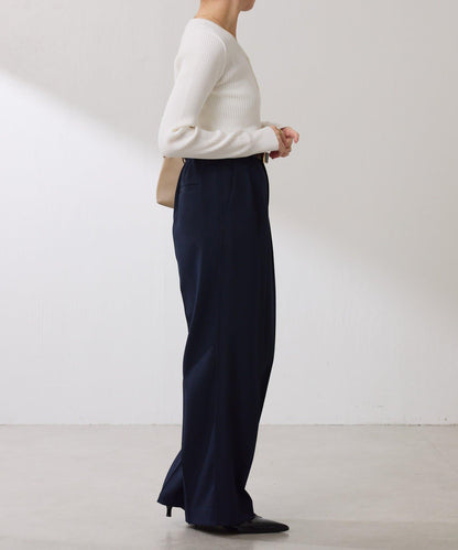 【復古/修飾腿部線條】羊毛感折褶褲/卡塞特服