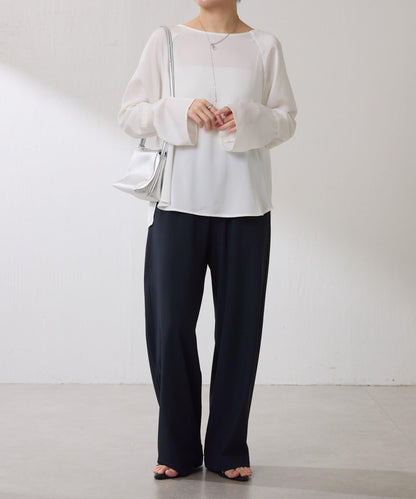 【搭配利器/分層單品】袖口喇叭緞面襯衫