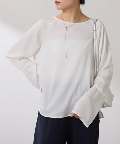 【搭配利器/分層單品】袖口喇叭緞面襯衫