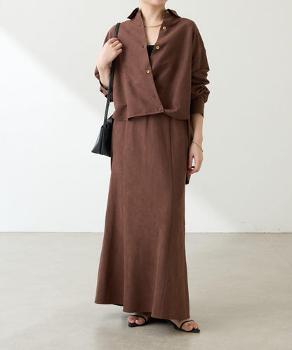 【デザインを変えられる】スエードタッチバックロングシャツ/カセット服