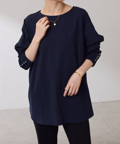 【冰感/彈性】袖釦圓領T恤