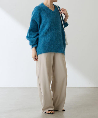 羊駝混紡V領針織衫