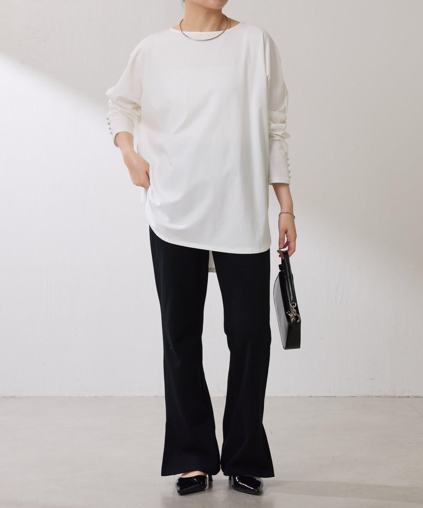 【冰感/彈性】袖釦圓領T恤