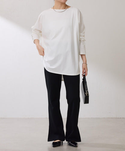 【冰感/彈性】袖釦圓領T恤