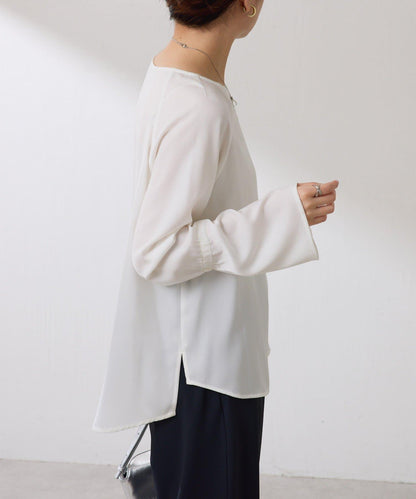 【搭配利器/分層單品】袖口喇叭緞面襯衫