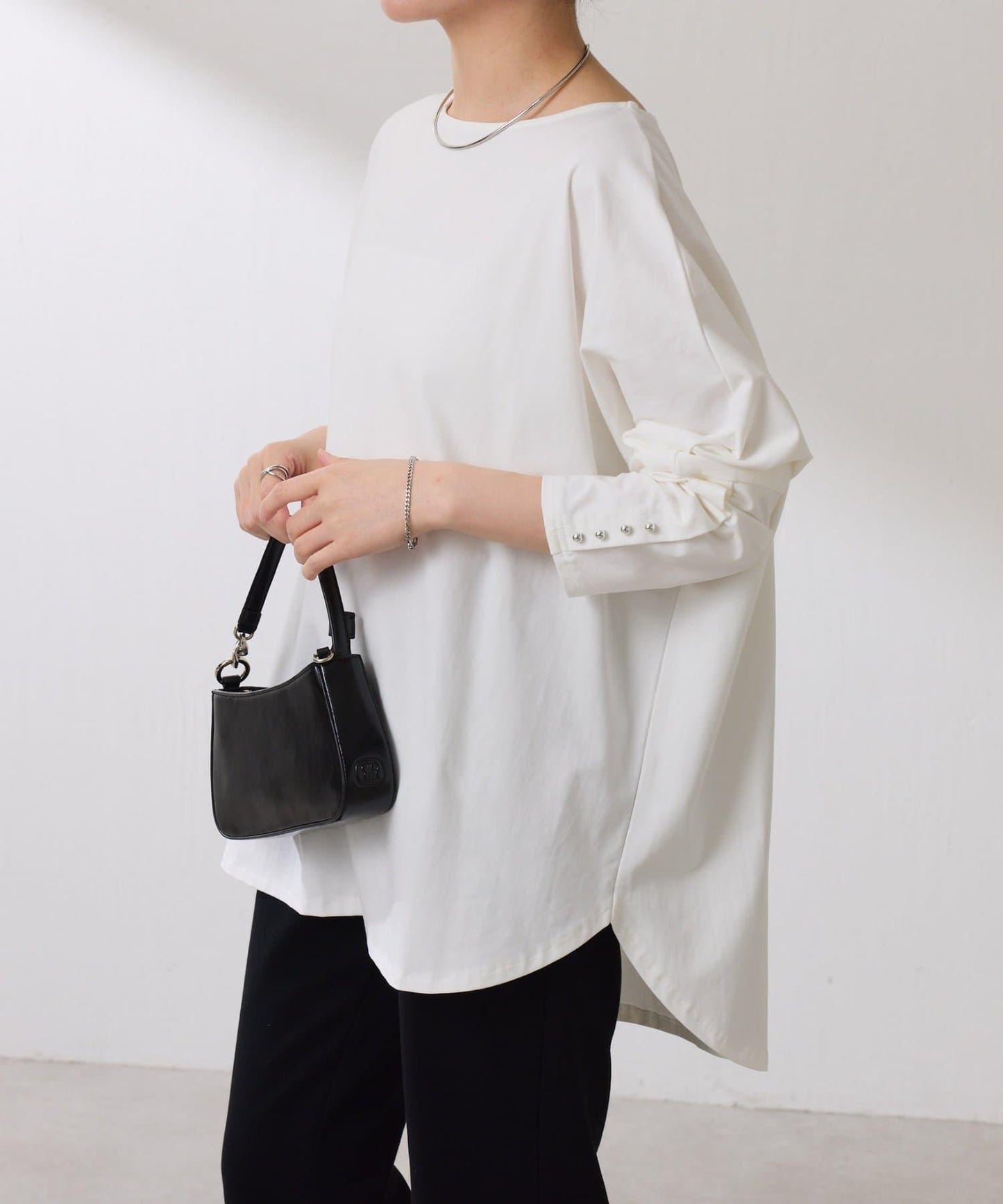 【冰感/彈性】袖釦圓領T恤