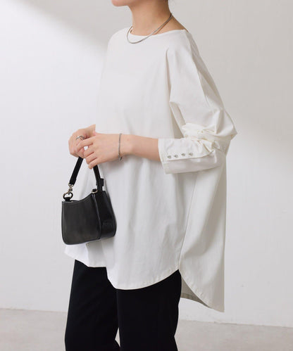 【冰感/彈性】袖釦圓領T恤