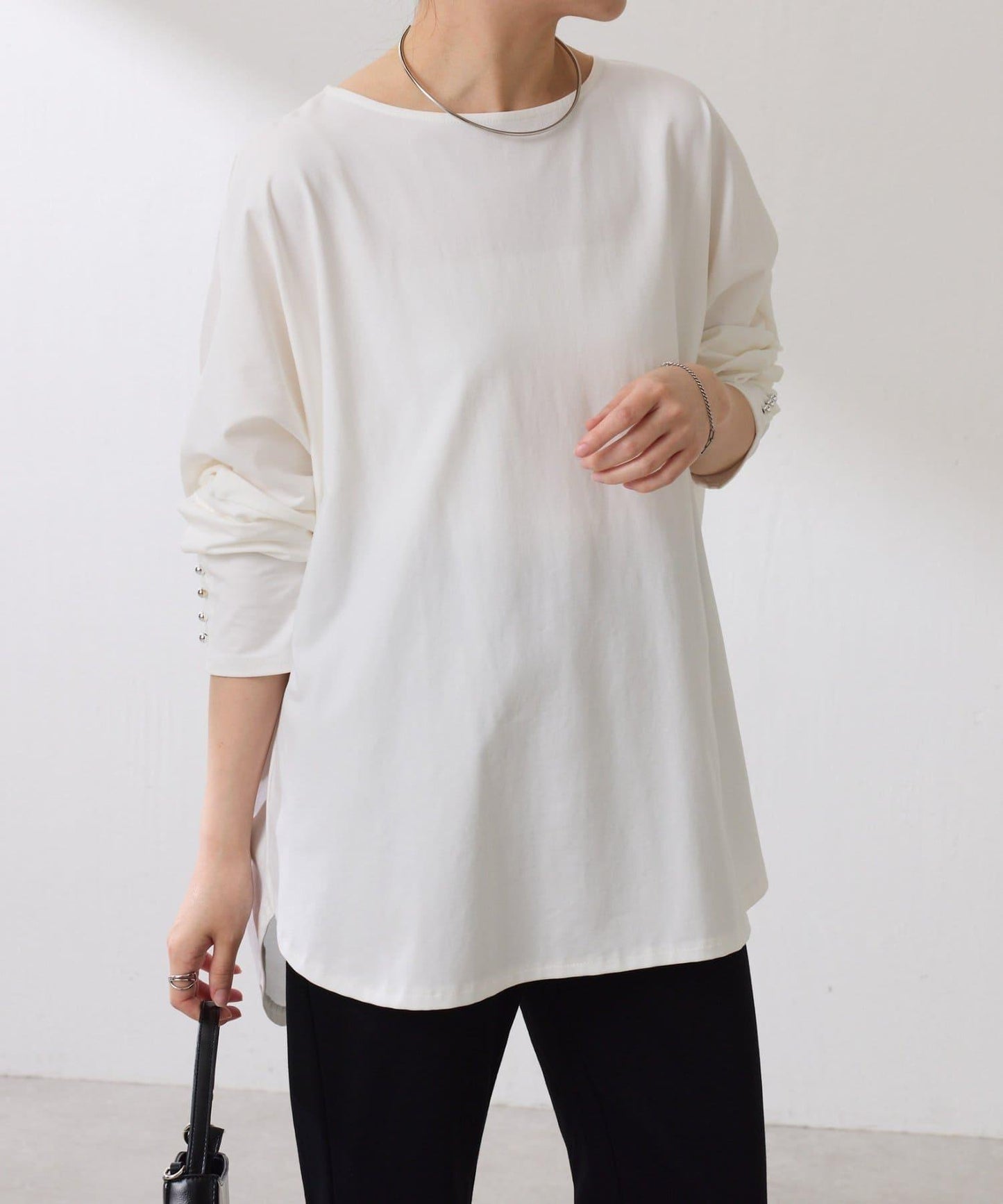 【冰感/彈性】袖釦圓領T恤