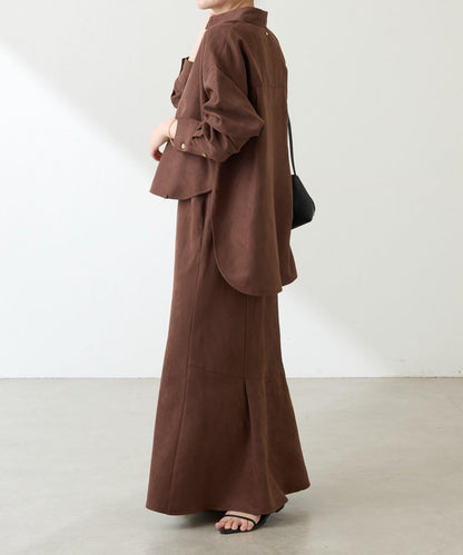 【デザインを変えられる】スエードタッチバックロングシャツ/カセット服