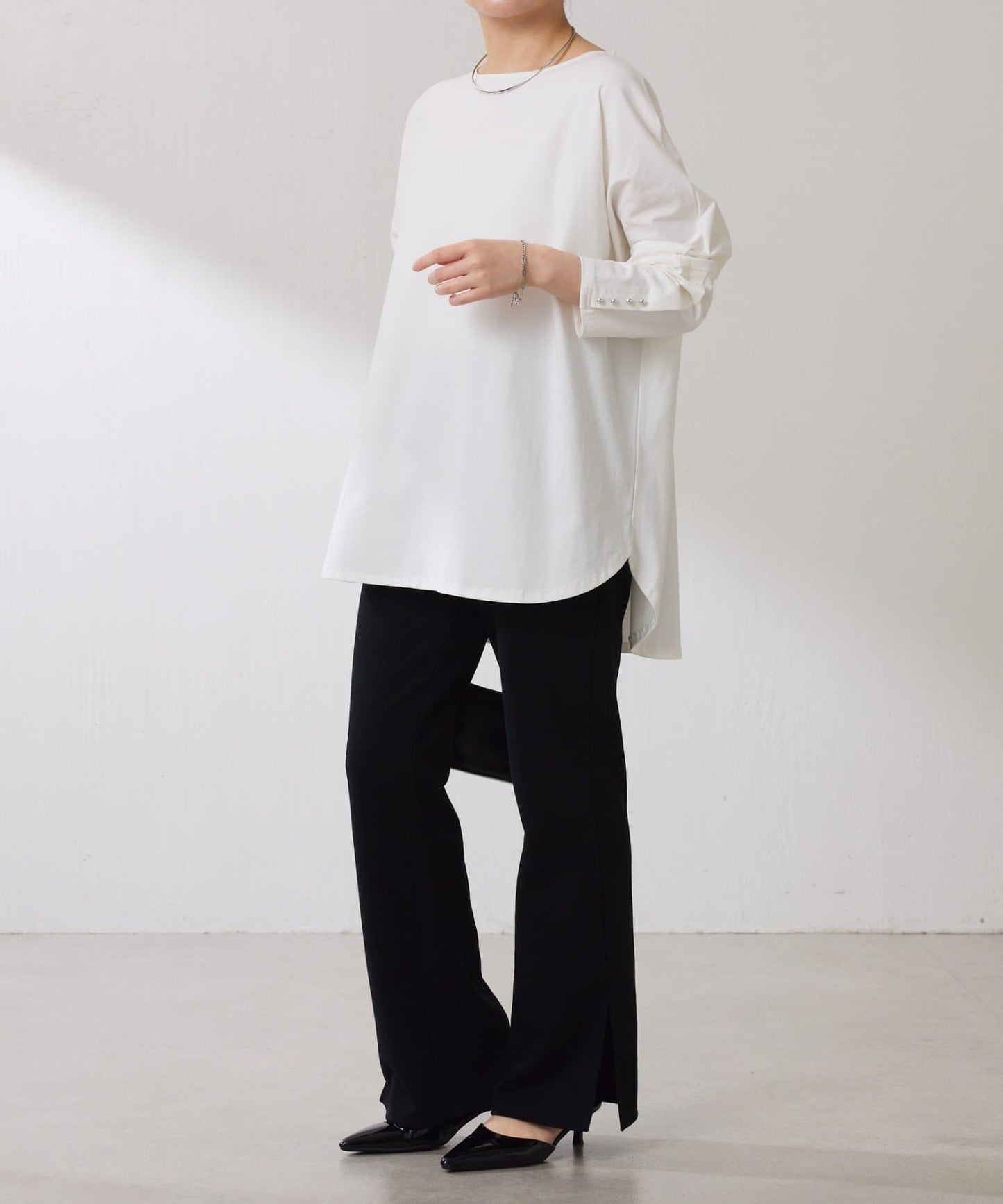 【冰感/彈性】袖釦圓領T恤