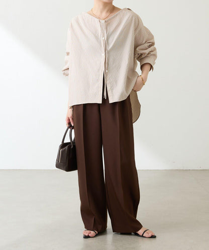 【復古/修飾腿部線條】羊毛感折褶褲/卡塞特服