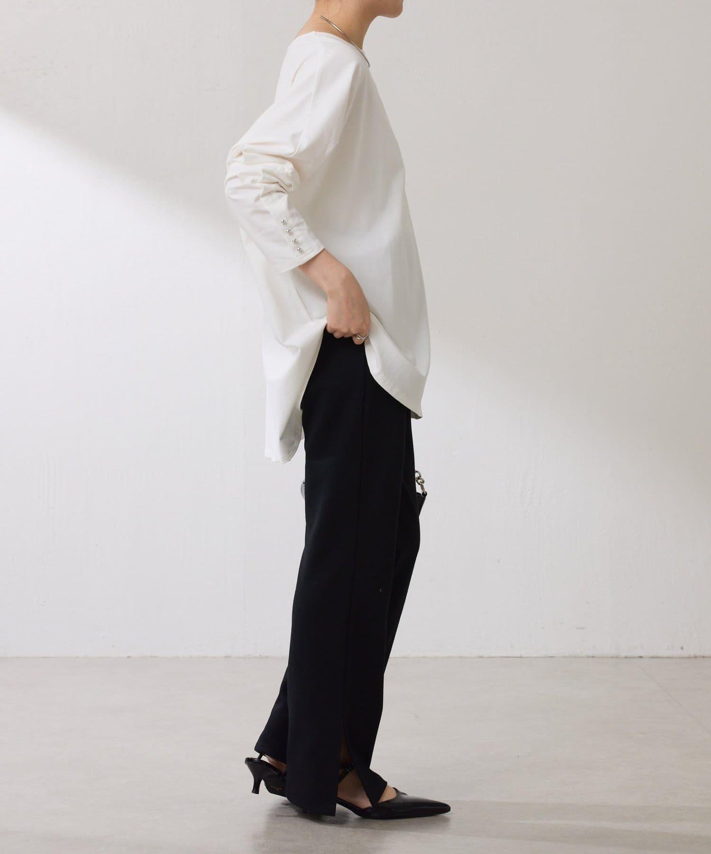 【冰感/彈性】袖釦圓領T恤