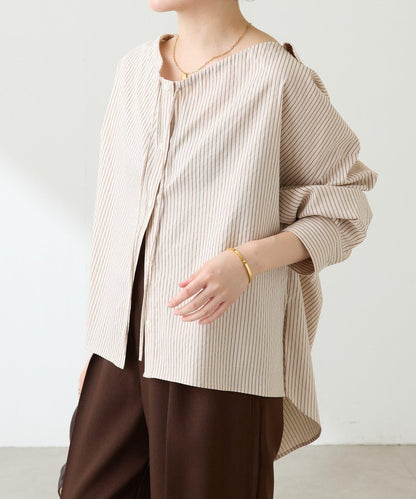 【可改變領口設計】領口褶皺襯衫