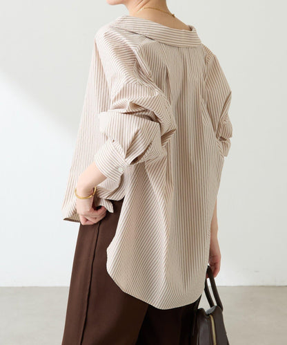 【可改變領口設計】領口褶皺襯衫