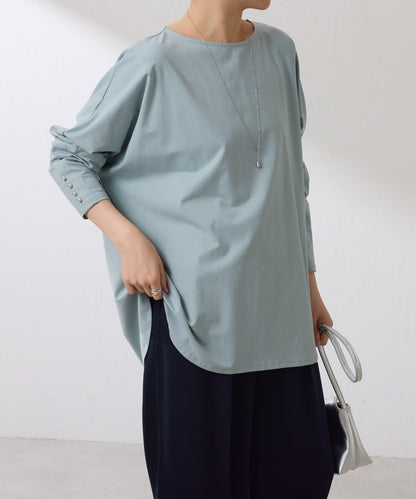 【冰感/彈性】袖釦圓領T恤