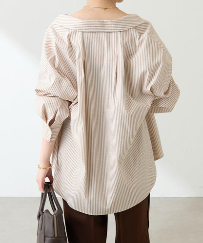 【可改變領口設計】領口褶皺襯衫