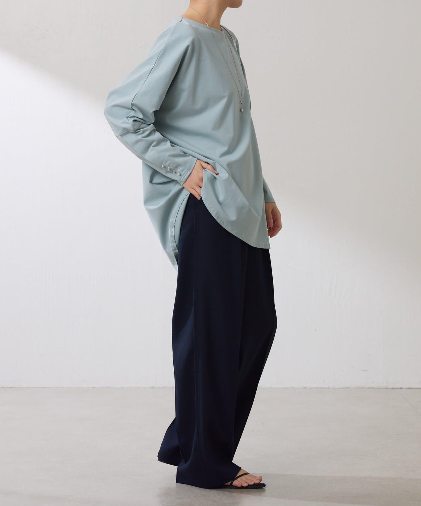 【冰感/彈性】袖釦圓領T恤